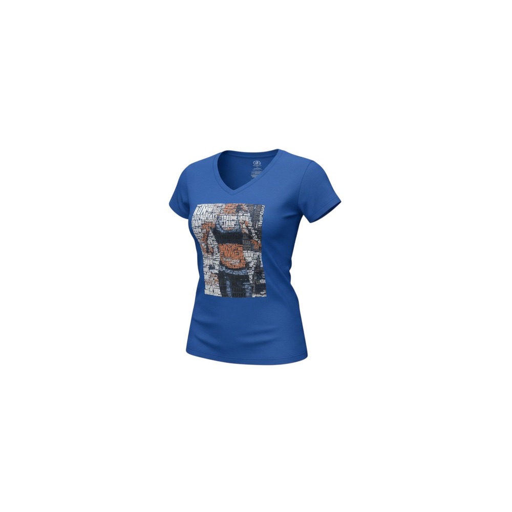 Athletic Works Graphic T-Shirt Womens M Blue V-Neck Short Sleeve Activewear